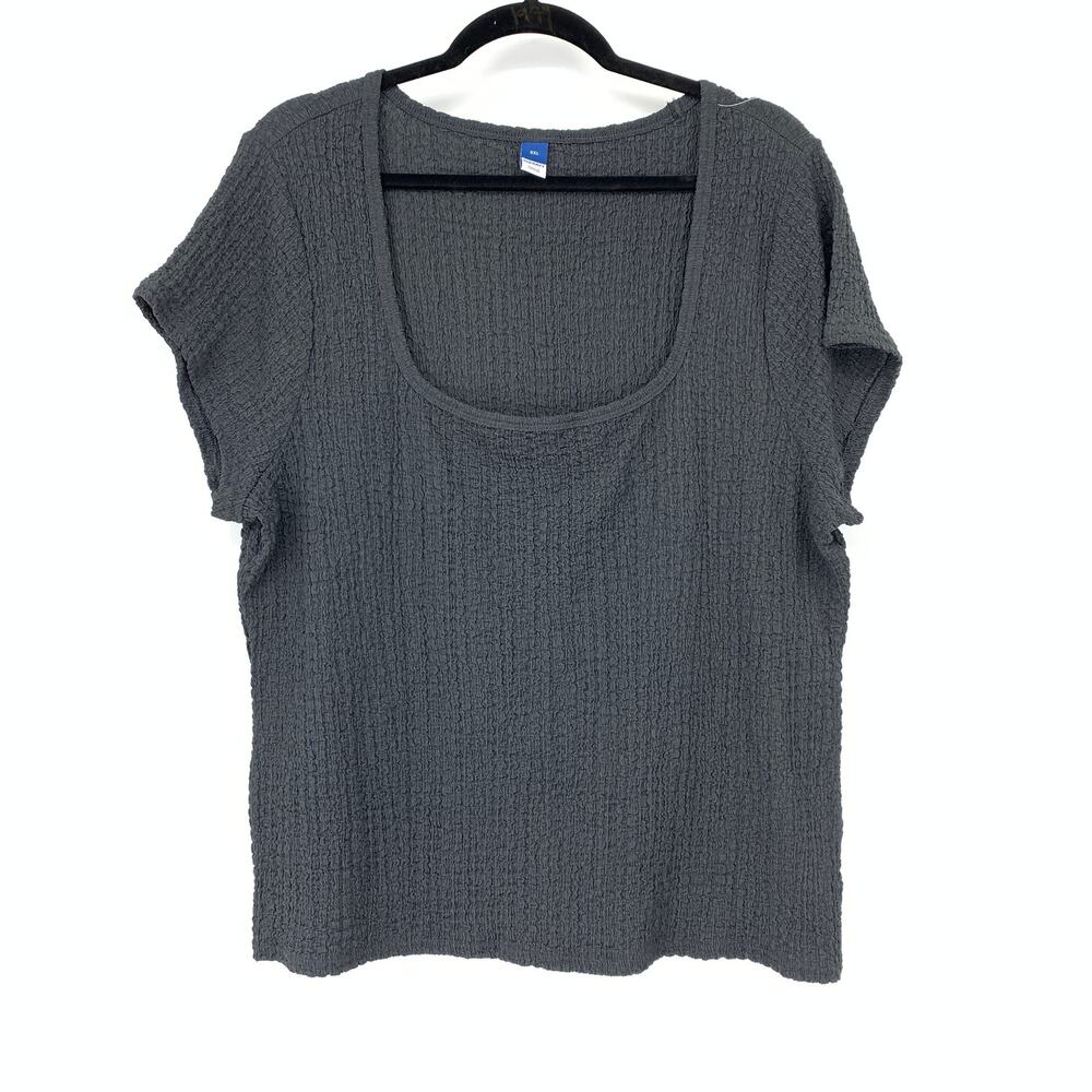 Old Navy Short Sleeve Scoop Neck Top Womens Sz XXL Gray Crepe Stretch NEW
